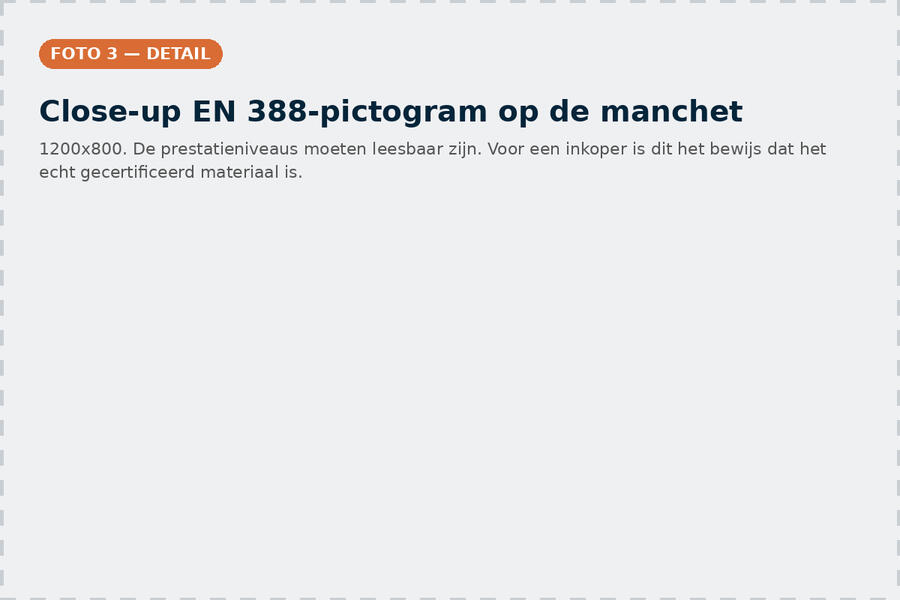 Close-up van het EN 388-pictogram op de manchet van de handschoen